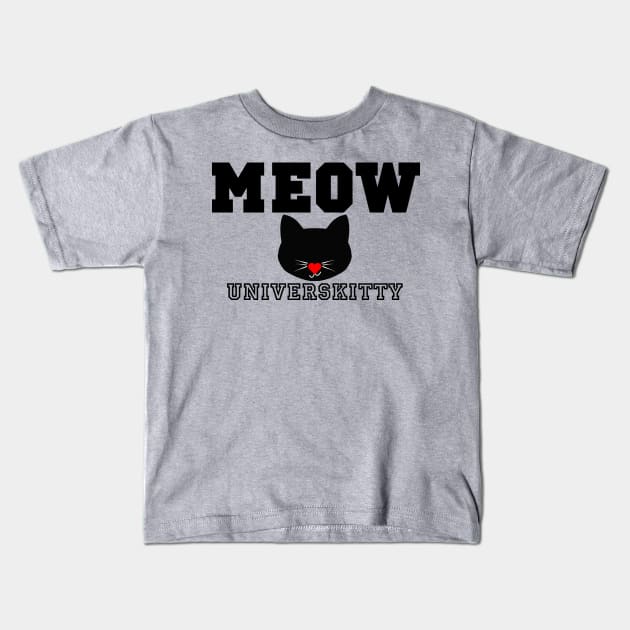 Meowniversity Kids T-Shirt by Moon Coffee